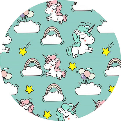 Avelena | Rosa und Blaue Kinderteppich Polyester Einhorn und Regenbogen Druck Teppich Waschbar Rutschfeste Rückseite Teppich für Kinderzimmer