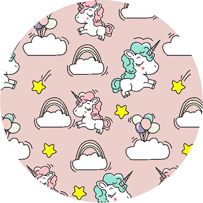 Avelena | Rosa und Blaue Kinderteppich Polyester Einhorn und Regenbogen Druck Teppich Waschbar Rutschfeste Rückseite Teppich für Kinderzimmer