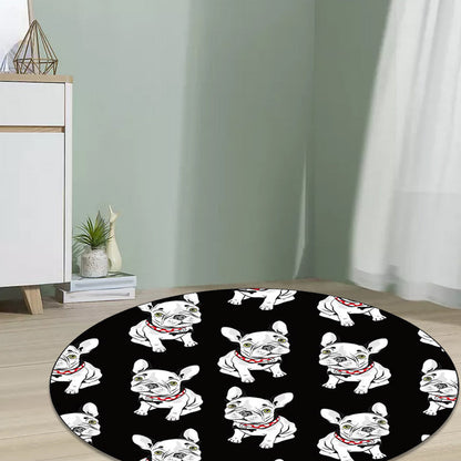 Avelena | Schwarzer Kinderzimmerteppich Kinder Tier Hundemuster Teppich Polyester Rutschsicherer Rücken Teppich