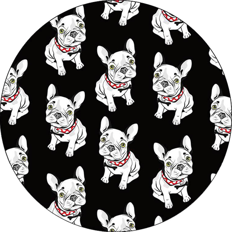Avelena | Schwarzer Kinderzimmerteppich Kinder Tier Hundemuster Teppich Polyester Rutschsicherer Rücken Teppich