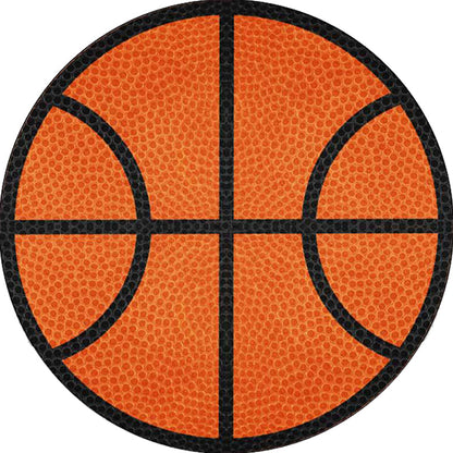 Avelena | Einfacher Kinderteppich in Orange Sport Basketball Muster Teppich Polyester Waschbar Teppich für das Kinderzimmer
