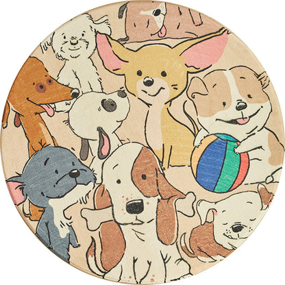Avelena | Stylischer Cartoon-Hund-Musterteppich Gelber Kinderteppich Polyester Waschbar Rutschfester Teppich für das Kinderzimmer