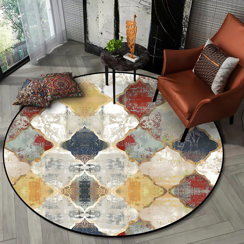 Avelena | Persisches Azulejo-Muster Teppich Rot und Weiß Polyester Teppich Maschinenwaschbar Rutschfester Teppich für das Schlafzimmer