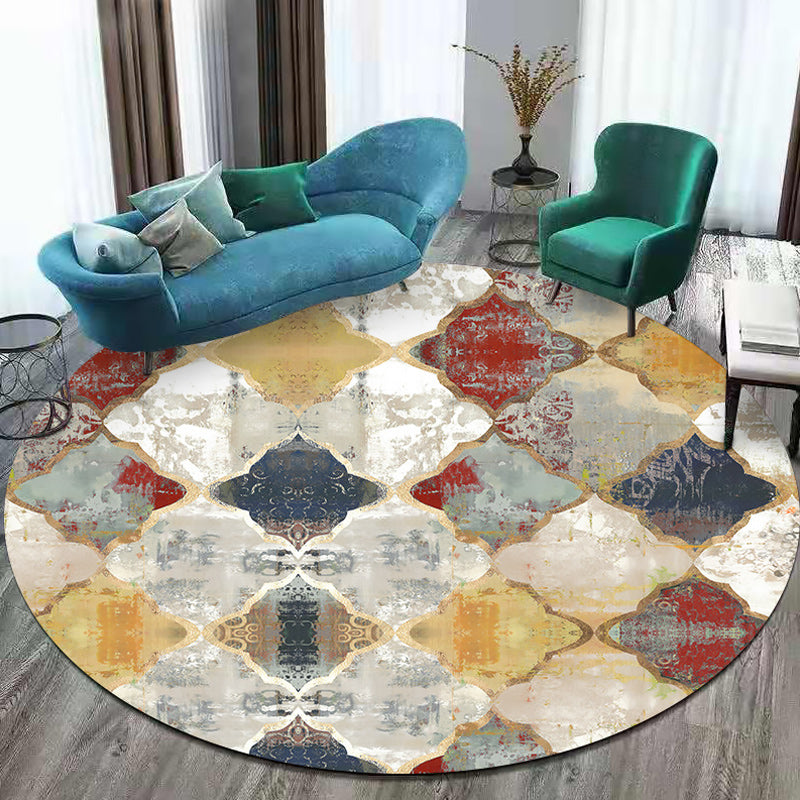 Avelena | Persisches Azulejo-Muster Teppich Rot und Weiß Polyester Teppich Maschinenwaschbar Rutschfester Teppich für das Schlafzimmer