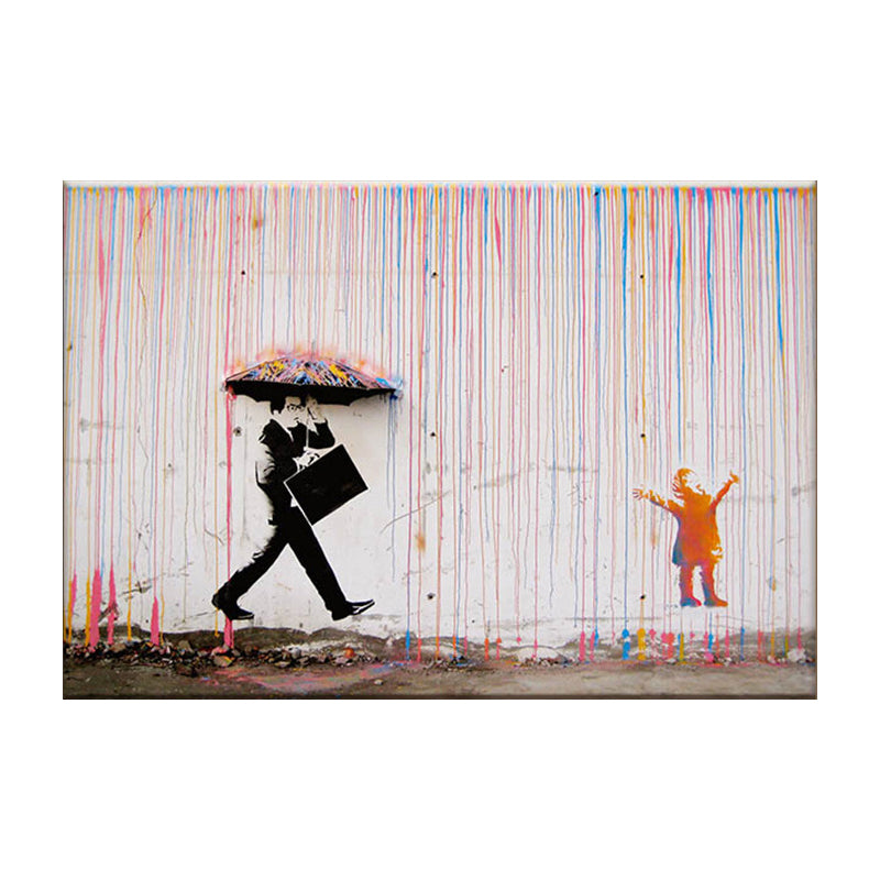 Avelena | Regenbogen Regen Leinwand Wandkunst Texturiert Kreativ Modern Wohnzimmer Wanddekoration