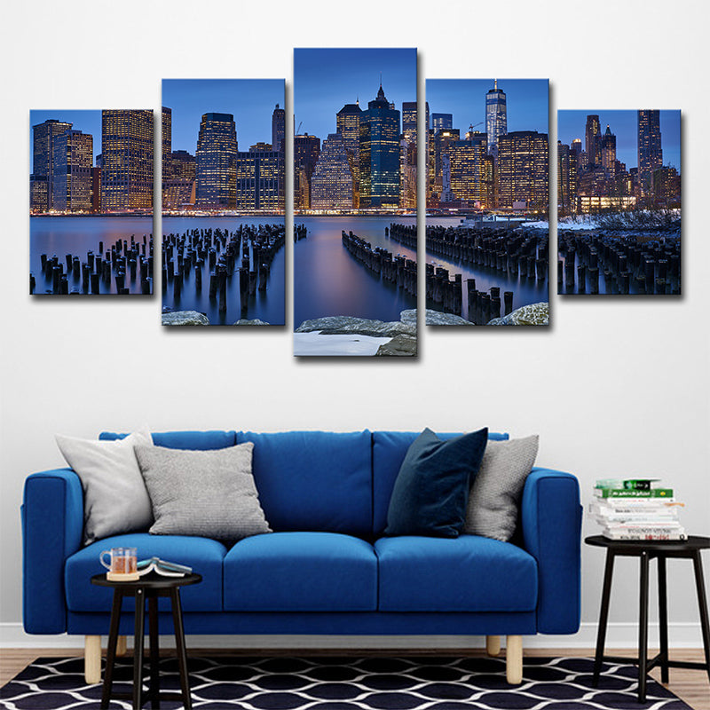 Avelena | Manhattan Nachtlandschaft Leinwand Kunst Global Inspiriert Mehrteilig Schlafzimmer Wanddeko