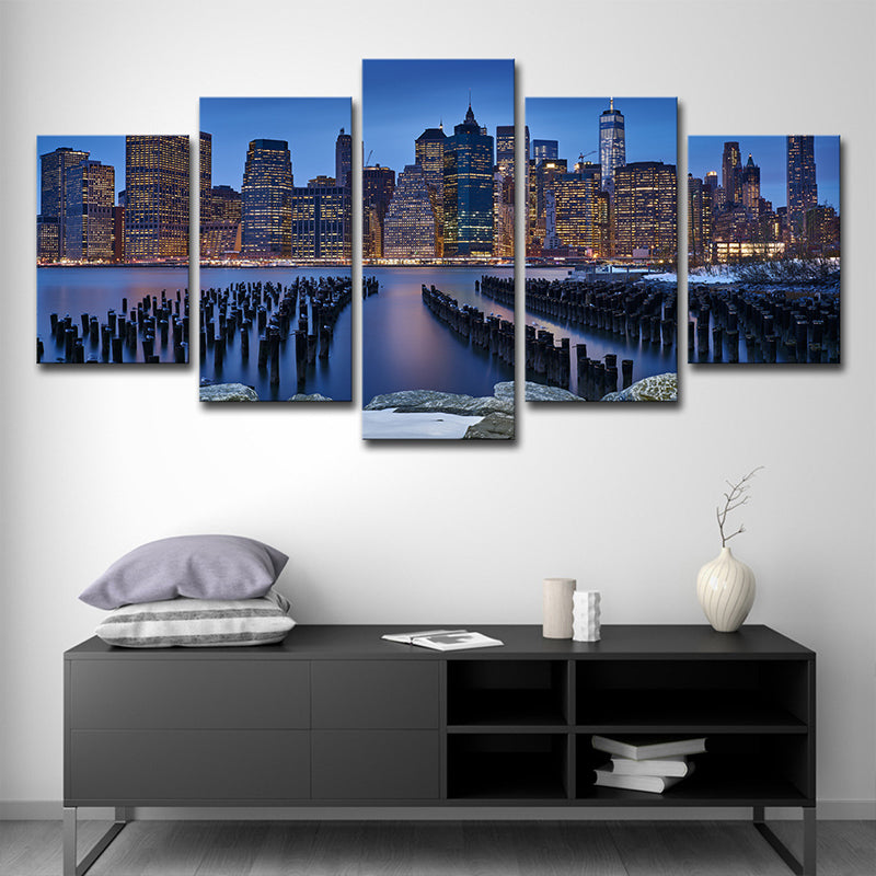 Avelena | Manhattan Nachtlandschaft Leinwand Kunst Global Inspiriert Mehrteilig Schlafzimmer Wanddeko