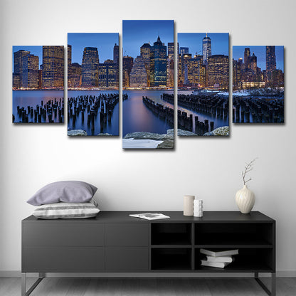 Avelena | Manhattan Nachtlandschaft Leinwand Kunst Global Inspiriert Mehrteilig Schlafzimmer Wanddeko