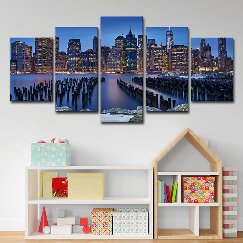 Avelena | Manhattan Nachtlandschaft Leinwand Kunst Global Inspiriert Mehrteilig Schlafzimmer Wanddeko
