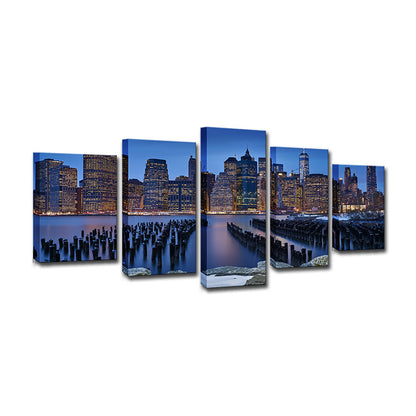 Avelena | Manhattan Nachtlandschaft Leinwand Kunst Global Inspiriert Mehrteilig Schlafzimmer Wanddeko