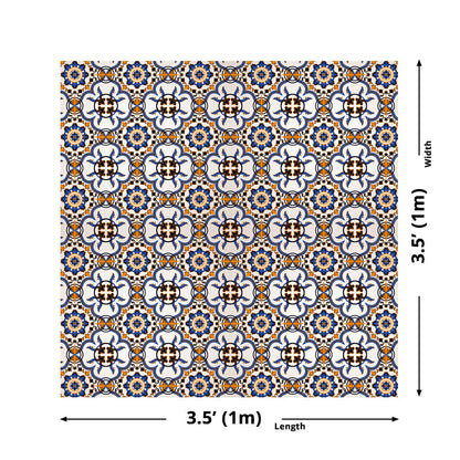 Avelena | Orangen Marokkanische Fliesen Tapetenpanel-Set Mandala Boho Peel And Stick Wandkunst für Die Küche