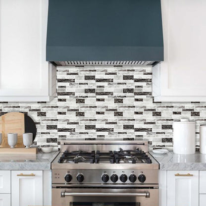 Avelena | Landlich Faux-Marmor-Ziegel-Tapete Grau Mosaiken Wanddekoration, Pick Up Sticks