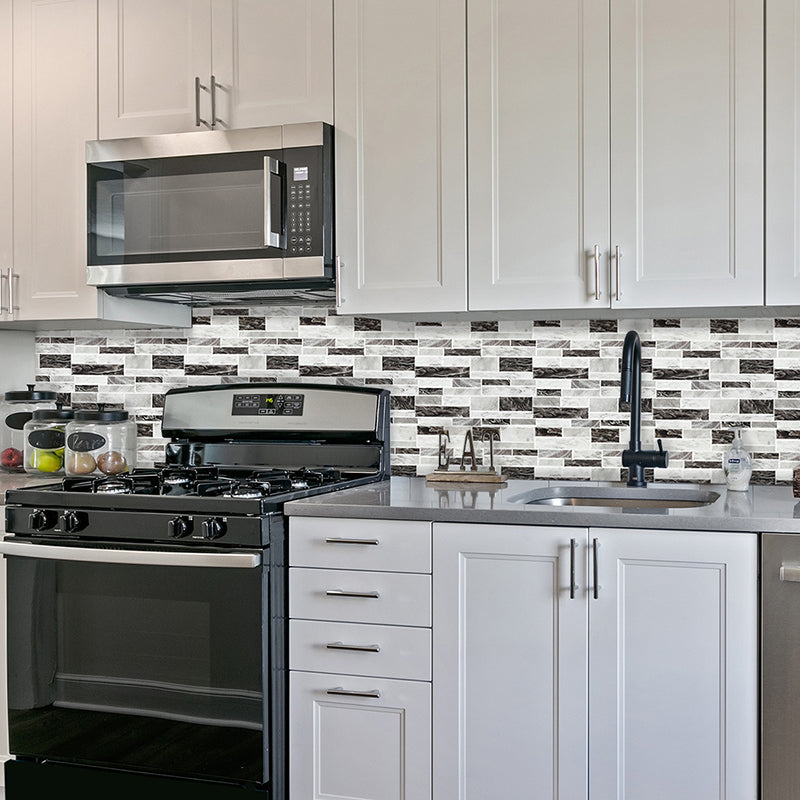 Avelena | Landlich Faux-Marmor-Ziegel-Tapete Grau Mosaiken Wanddekoration, Pick Up Sticks