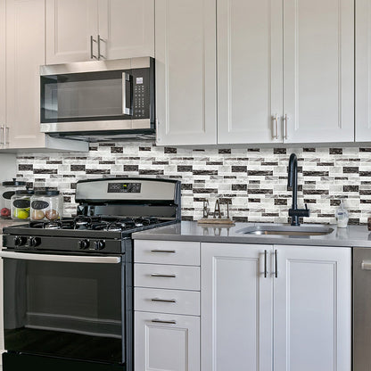 Avelena | Landlich Faux-Marmor-Ziegel-Tapete Grau Mosaiken Wanddekoration, Pick Up Sticks