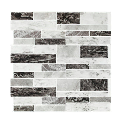 Avelena | Landlich Faux-Marmor-Ziegel-Tapete Grau Mosaiken Wanddekoration, Pick Up Sticks