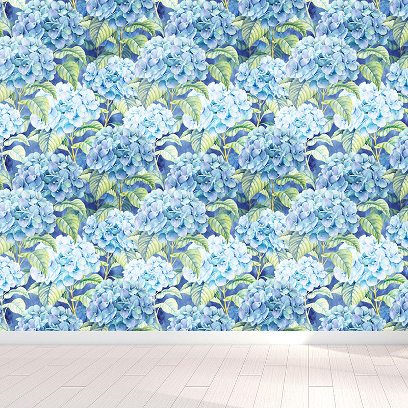 Avelena | Extra Groß Tropical Wandtapete In Blauem Blumenmuster Wanddekoration, Individuell Bedruckt