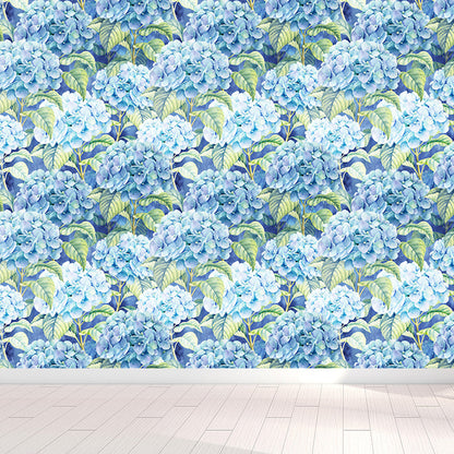 Avelena | Extra Groß Tropical Wandtapete In Blauem Blumenmuster Wanddekoration, Individuell Bedruckt