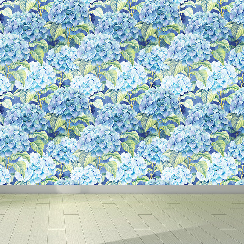 Avelena | Extra Groß Tropical Wandtapete In Blauem Blumenmuster Wanddekoration, Individuell Bedruckt