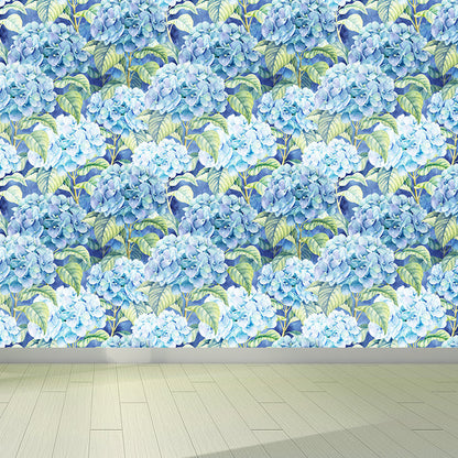 Avelena | Extra Groß Tropical Wandtapete In Blauem Blumenmuster Wanddekoration, Individuell Bedruckt