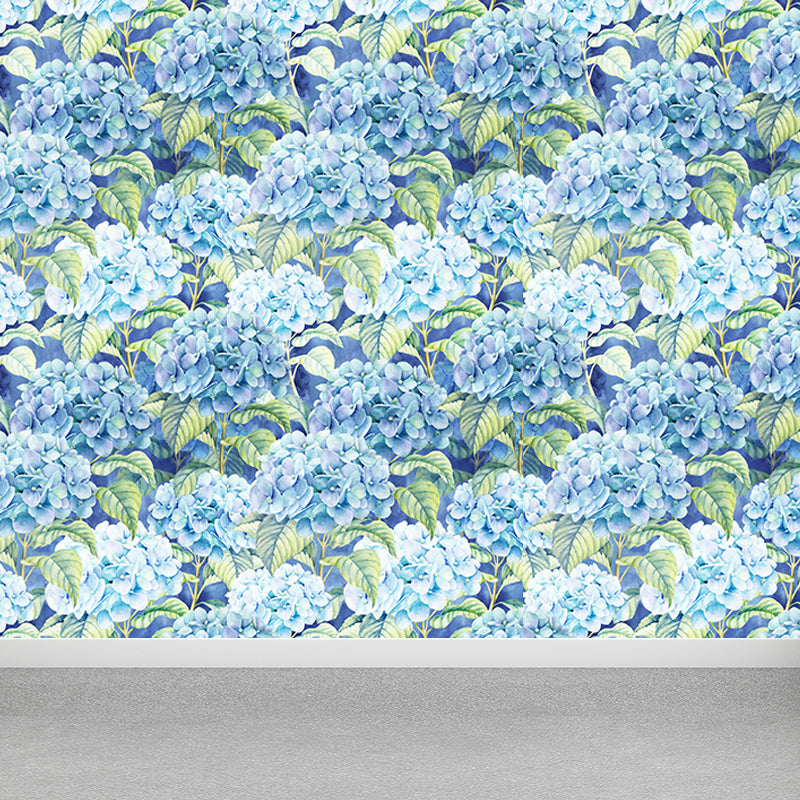 Avelena | Extra Groß Tropical Wandtapete In Blauem Blumenmuster Wanddekoration, Individuell Bedruckt
