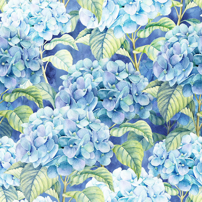 Avelena | Extra Groß Tropical Wandtapete In Blauem Blumenmuster Wanddekoration, Individuell Bedruckt