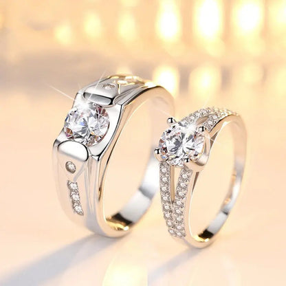 Avelena | Diamond Romantic Herren Silberbeschichtete Paar Ringe