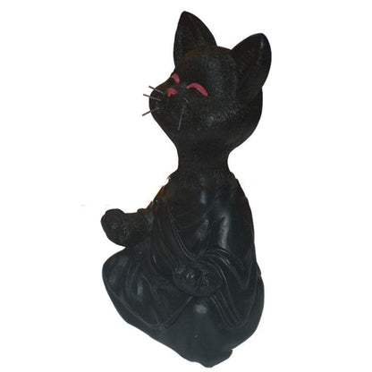 Avelena | Verspielt Schwarze Buddha Katze Figur Meditation Yoga Sammlerstück Glückliche Katzen Dekor Zuhause Garten Dekoration Gartenornament