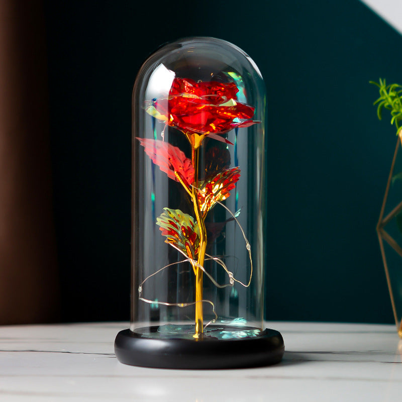 Avelena | Bewahrte Blumen Glasdeckel Goldfolie Rose