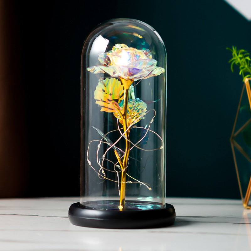Avelena | Bewahrte Blumen Glasdeckel Goldfolie Rose