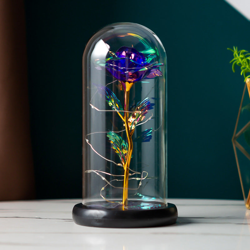 Avelena | Bewahrte Blumen Glasdeckel Goldfolie Rose
