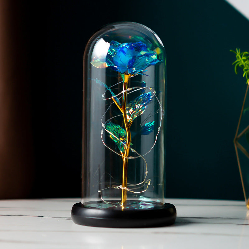 Avelena | Bewahrte Blumen Glasdeckel Goldfolie Rose