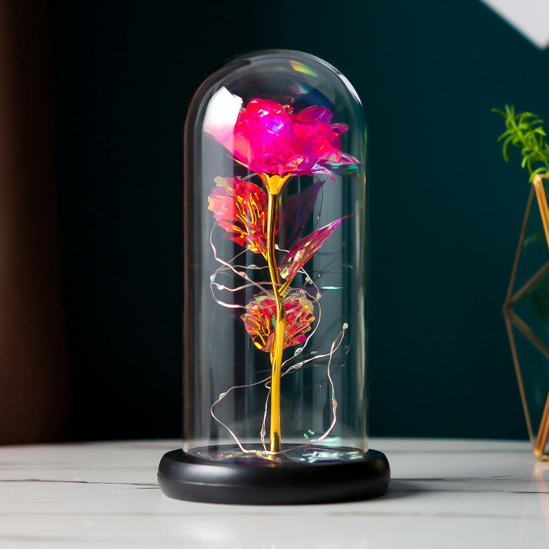 Avelena | Bewahrte Blumen Glasdeckel Goldfolie Rose