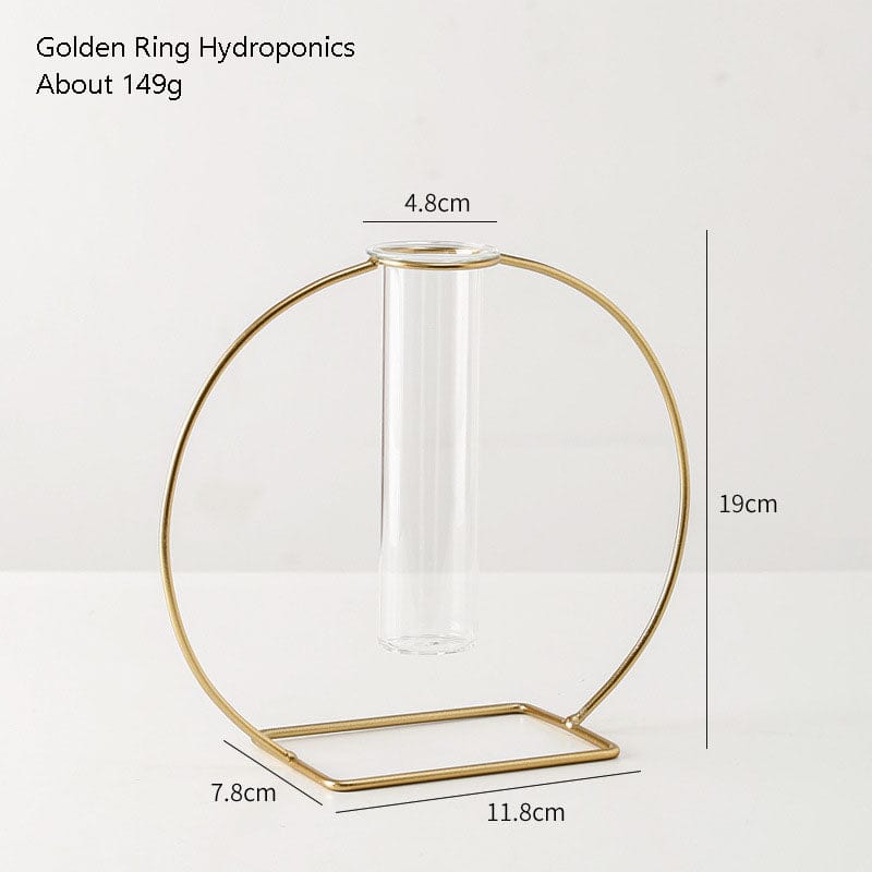 Avelena | Stil Einfach Geometrisch Metall Schmiedeeisen Transparent Glas Hydroponische Vase