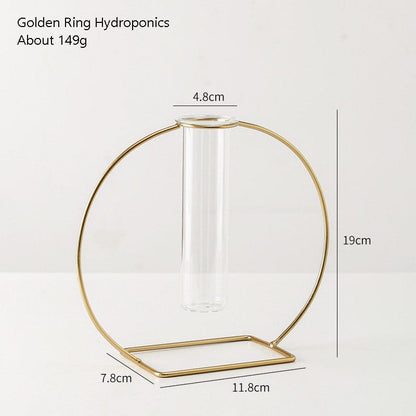 Avelena | Stil Einfach Geometrisch Metall Schmiedeeisen Transparent Glas Hydroponische Vase