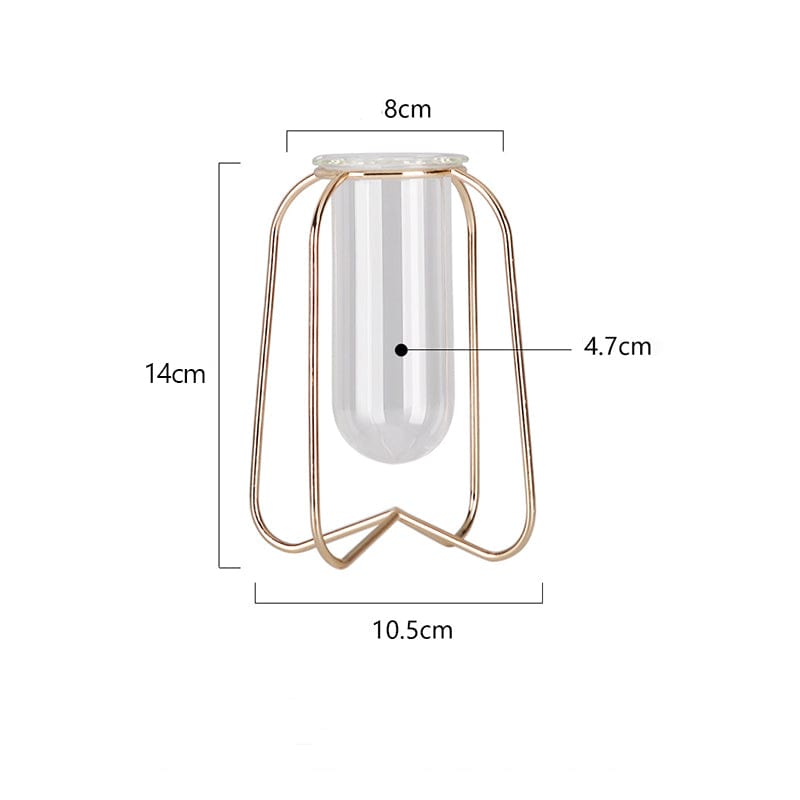 Avelena | Stil Einfach Geometrisch Metall Schmiedeeisen Transparent Glas Hydroponische Vase