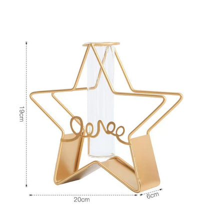 Avelena | Stil Einfach Geometrisch Metall Schmiedeeisen Transparent Glas Hydroponische Vase