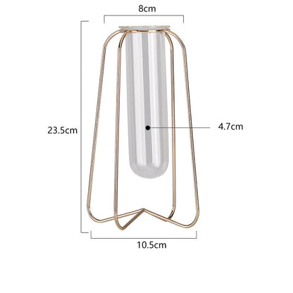 Avelena | Stil Einfach Geometrisch Metall Schmiedeeisen Transparent Glas Hydroponische Vase