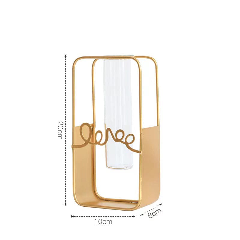 Avelena | Stil Einfach Geometrisch Metall Schmiedeeisen Transparent Glas Hydroponische Vase