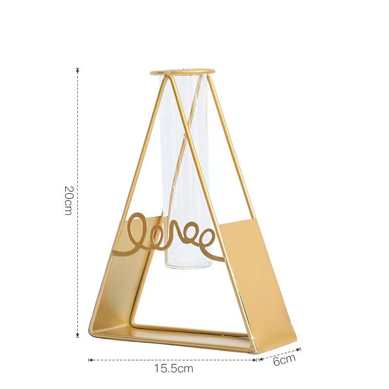 Avelena | Stil Einfach Geometrisch Metall Schmiedeeisen Transparent Glas Hydroponische Vase
