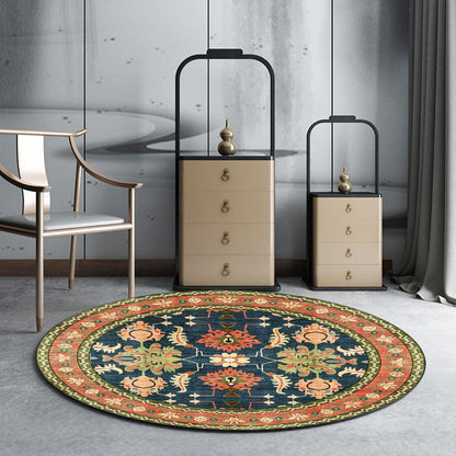 Avelena | Persisches Medaillonmuster Teppich mit floralen blau und grün Polyester Teppich maschinenwaschbar rutschfester Teppich für das Schlafzimmer