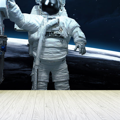 Avelena | Weiße Astronauten-Gedruckte Wandtapete Fleckenresistent Fiktives Jungenzimmer Wandbekleidung
