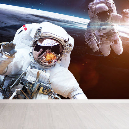 Avelena | Fleckenschutz Astronaut Wandtapete Vliesstruktur Sci-Fi Wandkunst für Die Küche