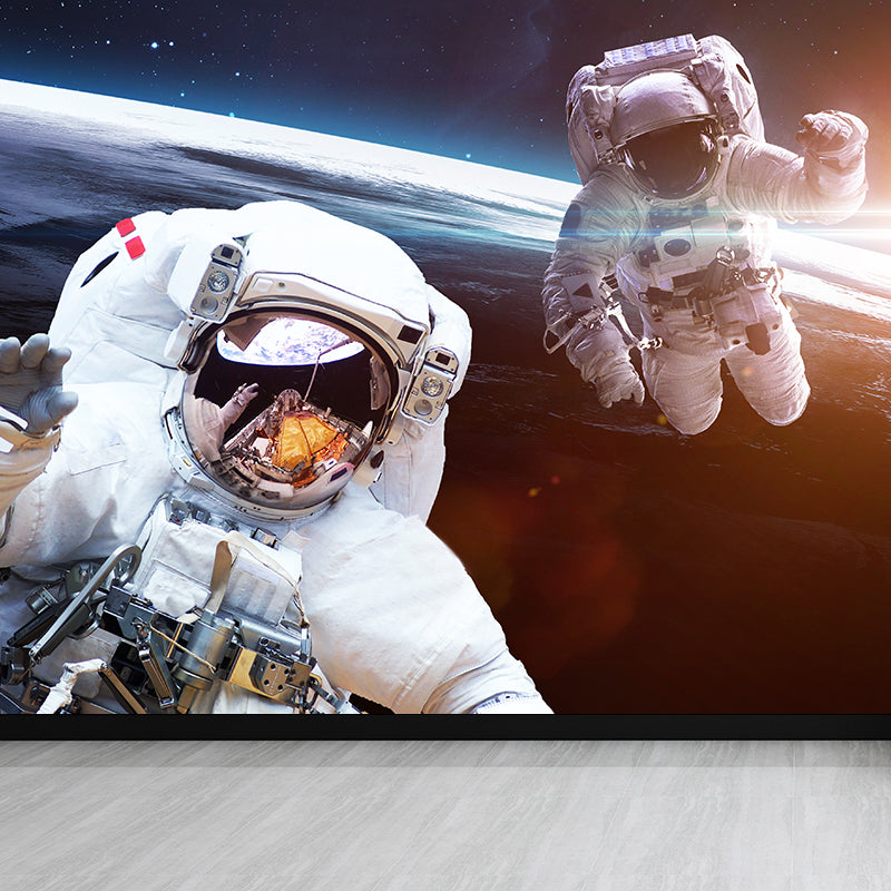 Avelena | Fleckenschutz Astronaut Wandtapete Vliesstruktur Sci-Fi Wandkunst für Die Küche