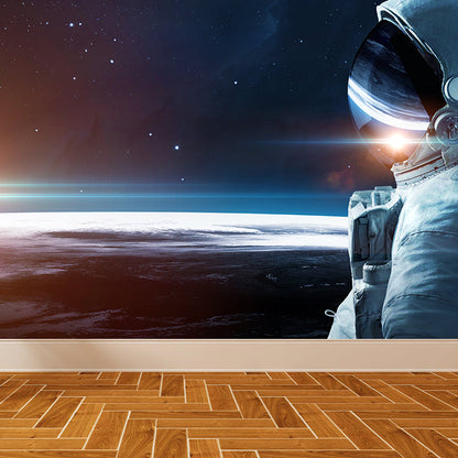Avelena | Fleckenschutz Astronaut Wandtapete Vliesstruktur Sci-Fi Wandkunst für Die Küche