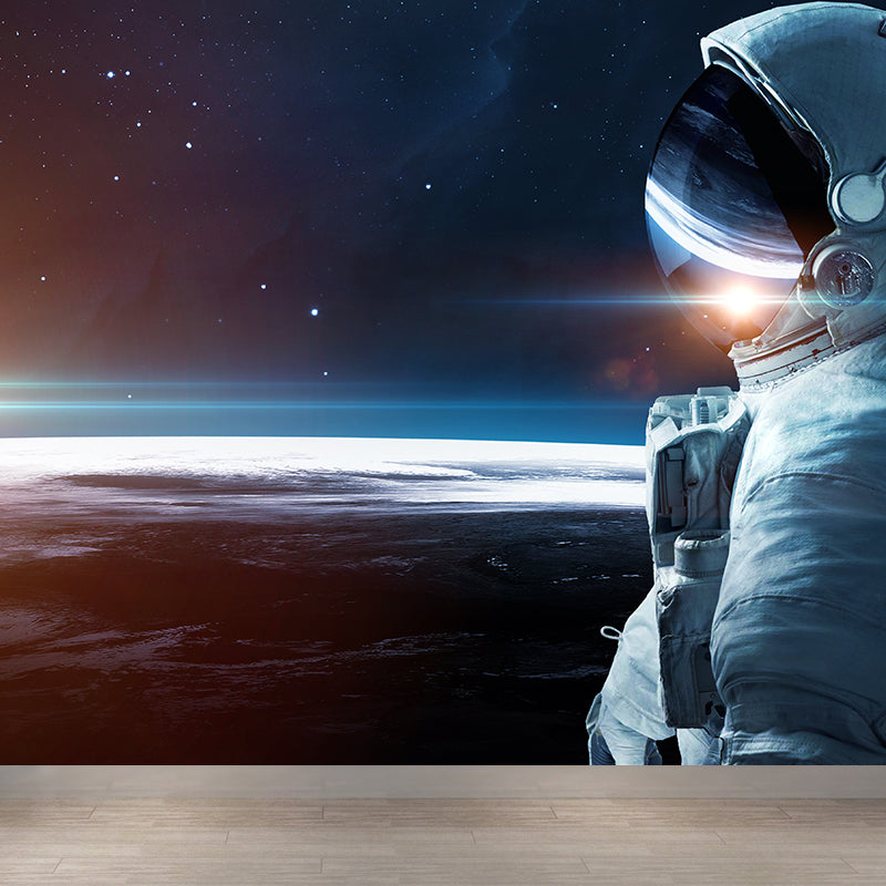Avelena | Fleckenschutz Astronaut Wandtapete Vliesstruktur Sci-Fi Wandkunst für Die Küche
