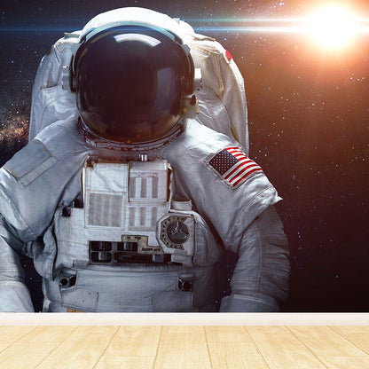 Avelena | Fleckenschutz Astronaut Wandtapete Vliesstruktur Sci-Fi Wandkunst für Die Küche