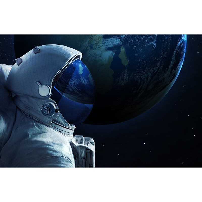 Avelena | Blaue Astronauten- und Erdwandmural-Universum Sci-Fi Fleckenfeste Wanddekoration für Die Küche