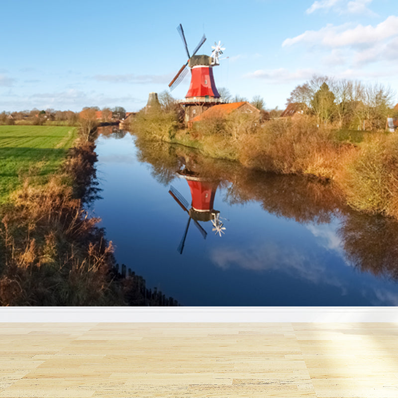 Avelena | Drehendes Windmühlentapeten Wandbild für Esszimmer Sommer Wanddeko, Individuell Bedruckt