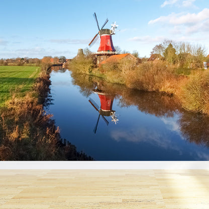 Avelena | Drehendes Windmühlentapeten Wandbild für Esszimmer Sommer Wanddeko, Individuell Bedruckt