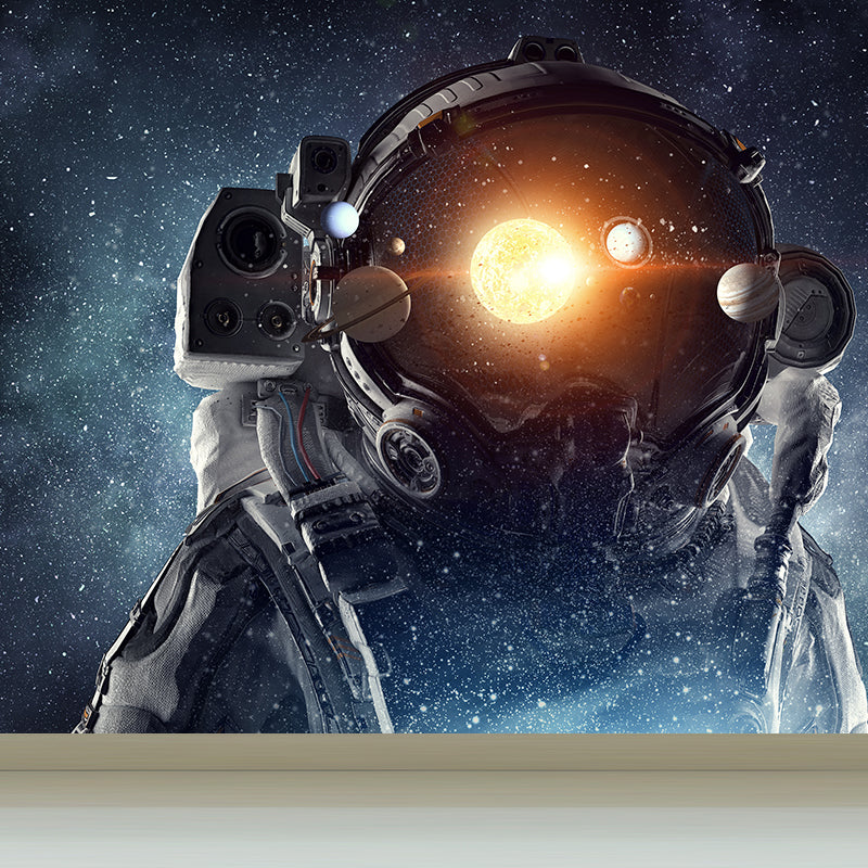 Avelena | Riesiges Astronauten-Print-Mural für Das Schlafzimmer Universum Wandkunst In Blau, Fleckenresistent